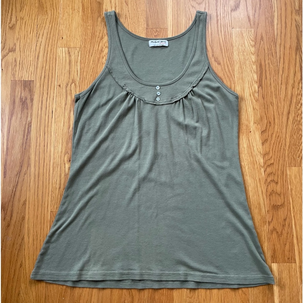 Anthropologie Michael Stars Tank Top Olive Green 100% Supima Cotton OS
